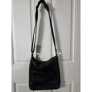 The Sak Black Pebbled Leather Crossbody Brass Accents